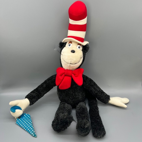 Vtg 1983 Dr. Seuss Cat In The Hat Plush w Umbrella 25" Stuffed Animal Toy Coleco - Picture 1 of 9